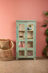 Pale Blue Vintage Display Cabinet <p>W:77cm D:47cm H:148cm </p>