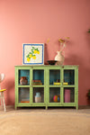 Green & Blue Vintage Display Sideboard <p>W:139cm D:37.5cm H:96cm </p>