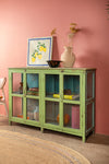 Green & Blue Vintage Display Sideboard <p>W:139cm D:37.5cm H:96cm </p>