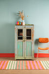 Turquoise, Green & Lilac Vintage Cupboard <p>W:79cm D:41cm H:145cm </p>