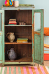 Turquoise, Green & Lilac Vintage Cupboard <p>W:79cm D:41cm H:145cm </p>