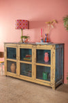 Vintage Blue & Yellow Sideboard <p>W:183cm D:53cm H:109cm </p>