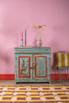Vintage Blue & Red Cupboard <p>W:99cm D:44cm H:98cm </p>