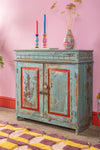 Vintage Blue & Red Cupboard <p>W:99cm D:44cm H:98cm </p>