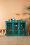 Teal Blue Vintage Wall Showcase <p>W:129cm D:17cm H:98cm </p>