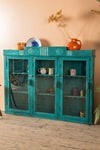 Teal Blue Vintage Wall Showcase <p>W:129cm D:17cm H:98cm </p>
