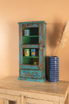 Vintage Blue Showcase with Drawer <p>W:34.5cm D:17.5cm H:73.5cm </p>