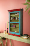 Blue & Red Vintage Wall Showcase <p>W:59cm D:22cm H:97cm </p>