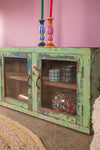 Vintage Light Green & Blue Wall Showcase <p>W:186cm D:22cm H:54cm </p>