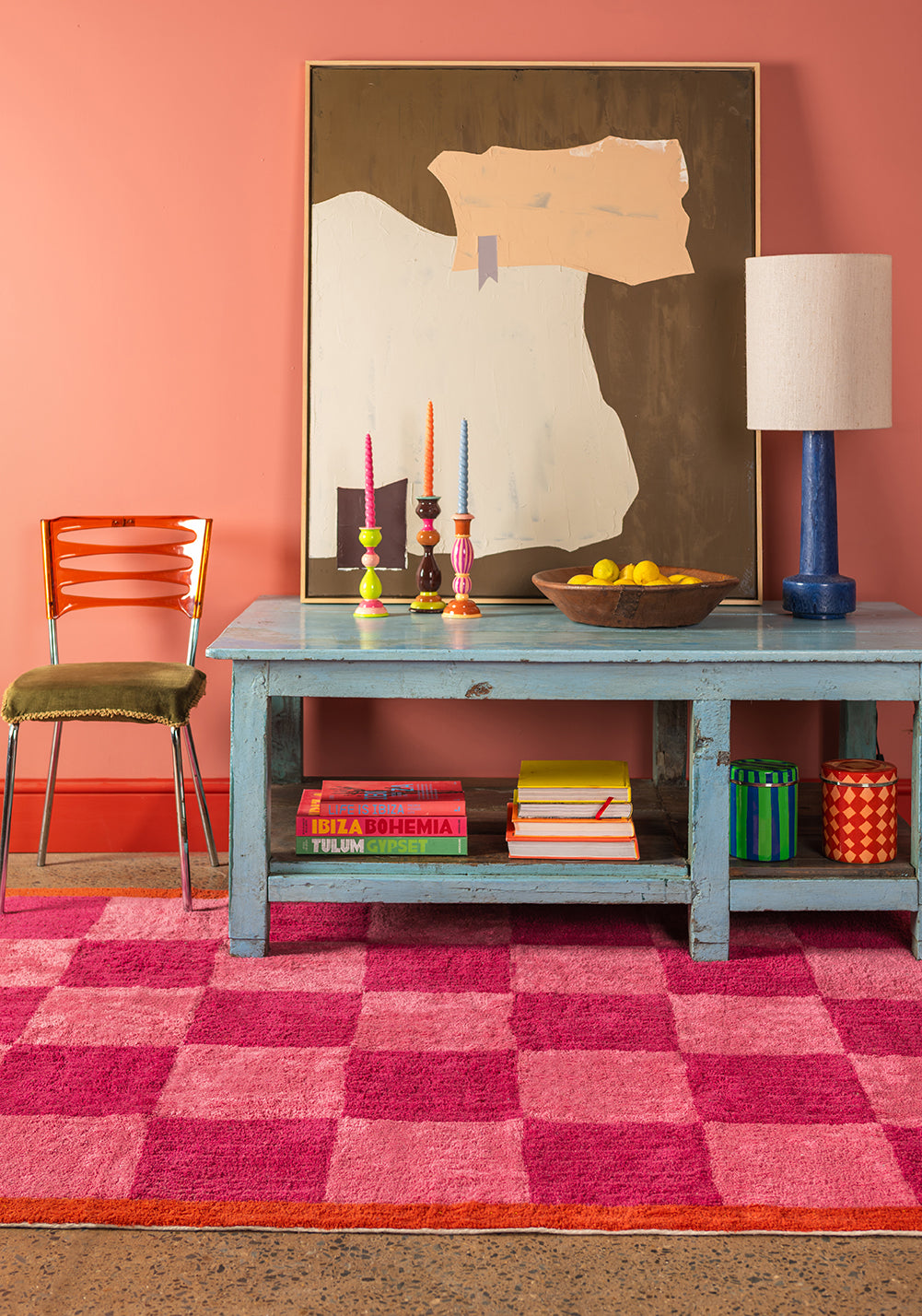 Pixie Check & Scallop Recycled Cotton Rug