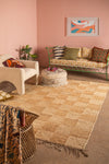 Jute Chequered Extra Large Rug with Tasselled Edge