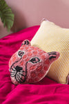 Pink Leopard Tufted Cushion