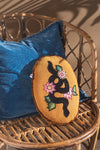 Snake & Flowers Embroidered Cushion