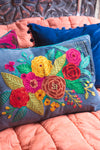 Recycled Denim Embroidered Cushion Cover