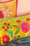 Yellow Floral Embroidered Cushion Cover