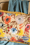 Natural Floral Embroidered Cushion Cover