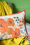 Wildflower Embroidered Cushion Cover