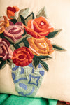 Flower Vase Embroidered Cushion Cover