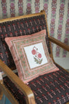 Red Clover Pink Border Cotton Block Print Cushion Cover