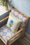 Thistle Fresh Blue & Green Cotton Block Print Cushion Cover