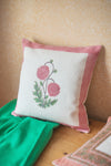 Red Clover Pink Cotton Block Print Cushion Cover