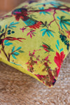 Lime Bird Of Paradise Velvet Cushion Cover