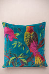 Blue Bird of Paradise Cotton Velvet Cushion Cover