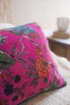 Purple Orchid Floral Cotton Velvet Cushion Cover