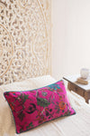 Purple Orchid Floral Cotton Velvet Cushion Cover