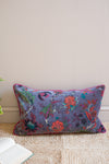 Black Plum Floral Cotton Velvet Cushion Cover