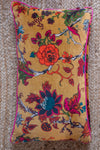 Mustard Floral Cotton Velvet Cushion Cover