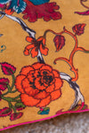Mustard Floral Cotton Velvet Cushion Cover