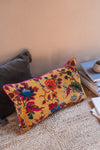 Mustard Floral Cotton Velvet Cushion Cover