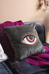 Embroidered Eye Cotton Cushion Cover