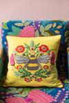 Embroidered Bee Cotton Cushion Cover