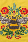 Embroidered Bee Cotton Cushion Cover