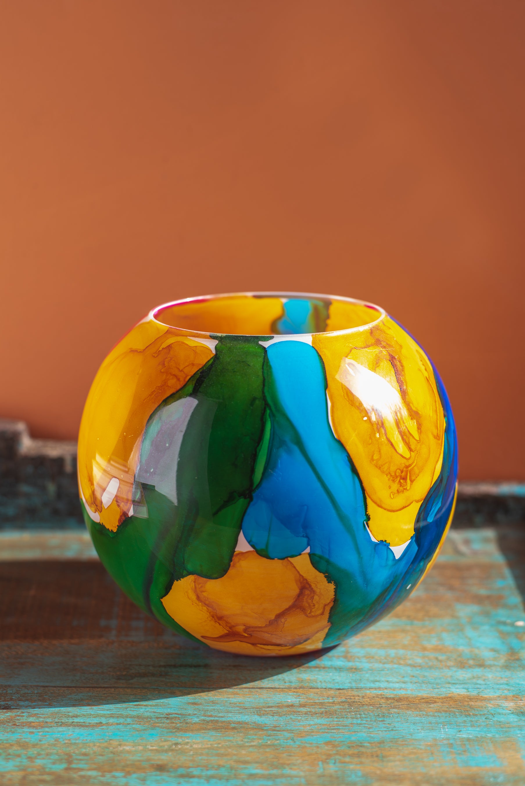 Marble Finish Glass Hurricane Vase Ian Snow Ltd