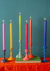 Summer Set of Twelve Coloured Dinner Candles