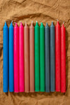 Winter Set of Twelve Coloured Dinner Candles