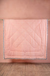 Pink Passion Flower Cotton Embroidered Quilt