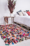 Recycled Shaggy Patterned Rag Rug