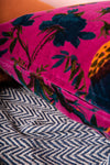 Cerise Bird of Paradise Cotton Velvet Cushion Cover