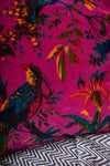 Cerise Bird of Paradise Cotton Velvet Cushion Cover
