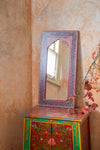 Purple Highly Decorative Arched Wooden Mirror with Mehandi Work (read description)