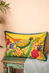 Embroidered Pheasant Cotton Cushion Cover