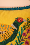 Embroidered Pheasant Cotton Cushion Cover