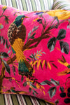 Coral Bird of Paradise Cotton Velvet Cushion Cover