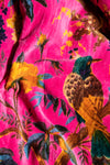 Coral Bird of Paradise Velvet Fabric by the Metre