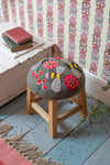 Embroidered Bees Footstool