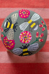 Embroidered Bees Footstool
